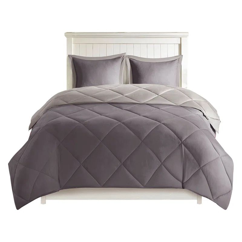 Twin Charcoal/Grey Reversible Down Alternative Comforter Set