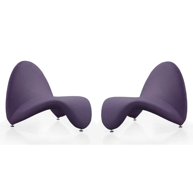 Sculptural Geometric Purple Metal Accent Chair