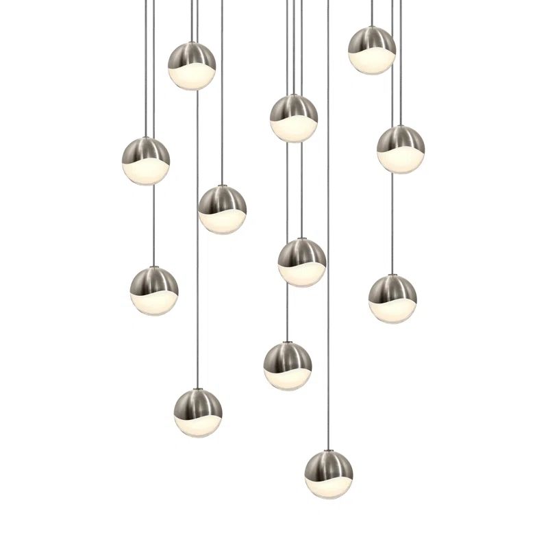 Luminous Crystal LED Globe Pendant in Brass - Indoor/Outdoor