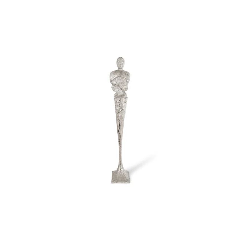 Tall Silver Resin Chiseled Male Sculpture