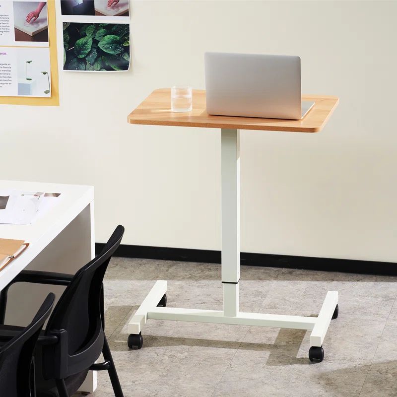 Adjustable Beige and White Laptop Standing Desk Cart