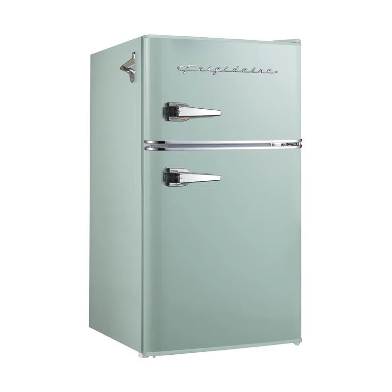 Mint Green Retro Compact Refrigerator with Freezer and Bottle Opener