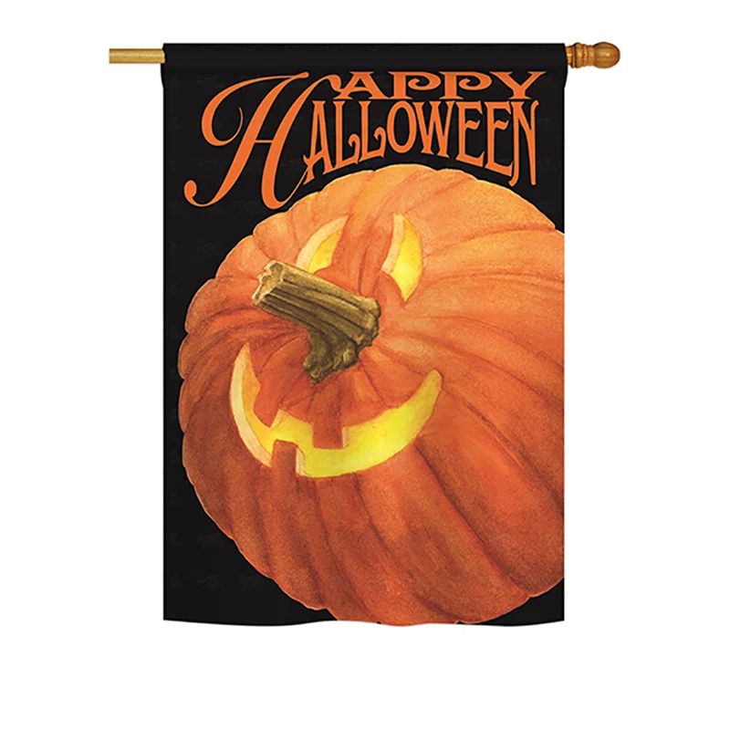 13 in. x 18.5 in. Double-Sided Jack-O-Lantern Polyester Garden Flag