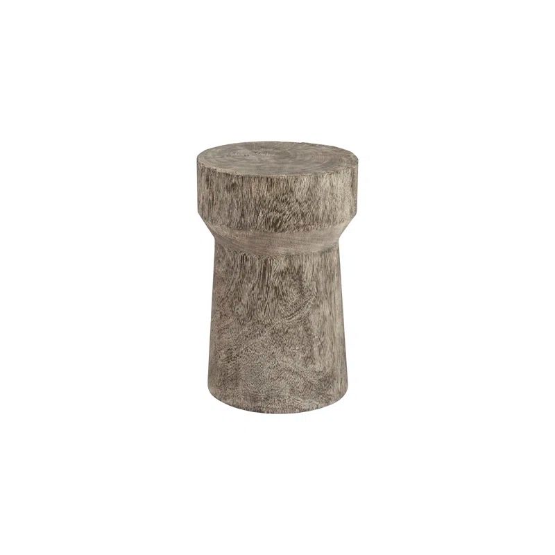 Gray Chamcha Wood Transitional Accent Stool