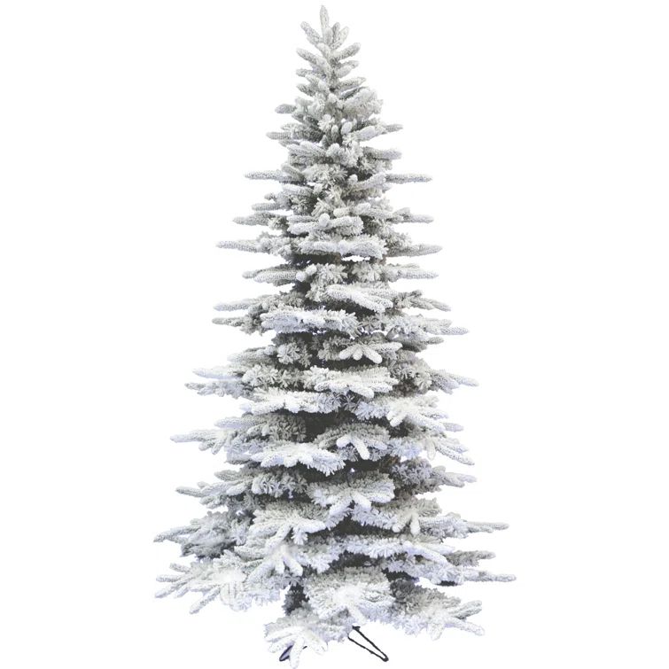 6.5 ft Flocked Pine Valley Artificial Christmas Tree with Snow Finish