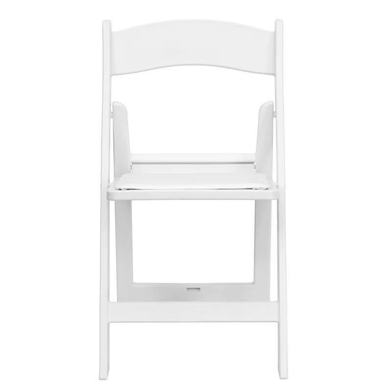 Hercules Series Elegant White Resin Folding Chair with Detachable Cushion