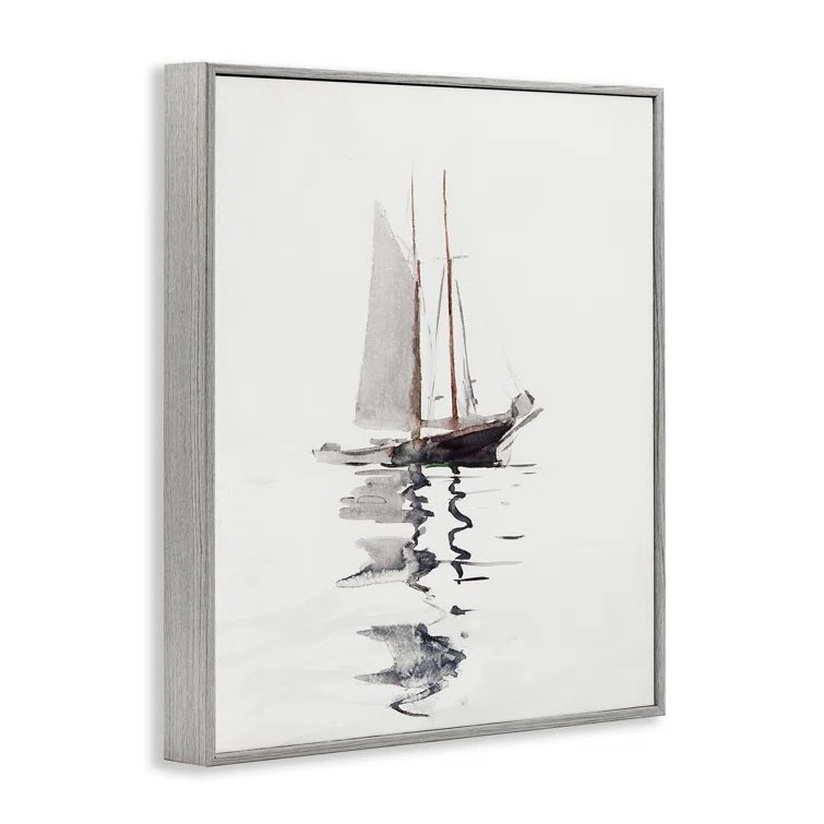 Gray Framed Tranquil Sailboat Canvas Print 16" x 20"