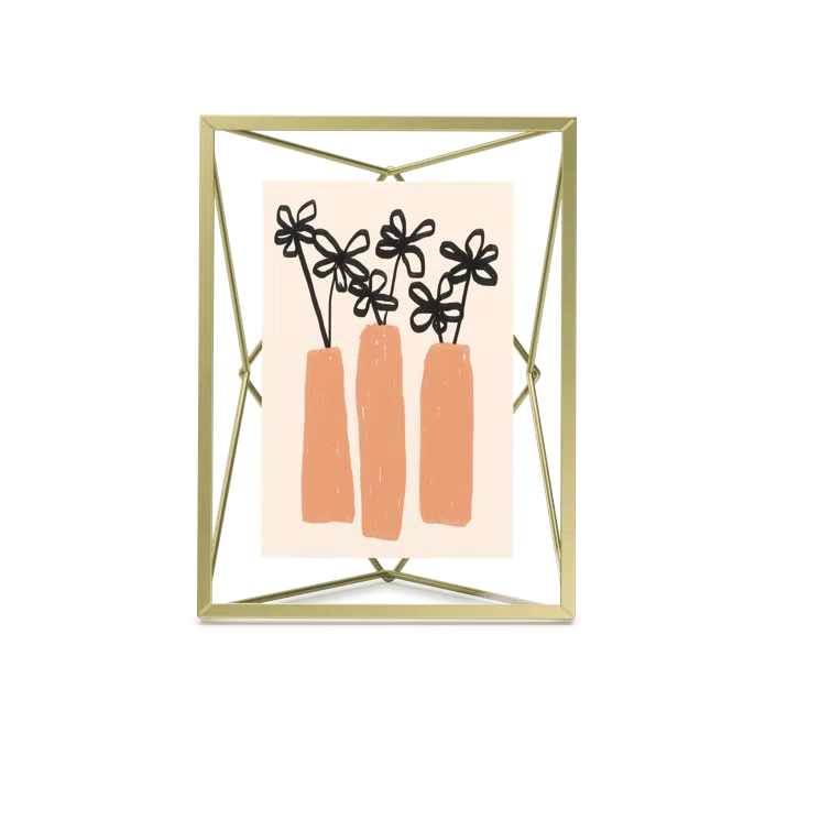 Matte Brass Geometric Floating Picture Frame, 8" x 6"