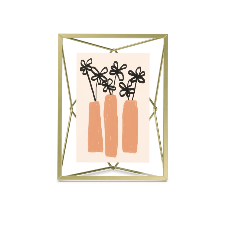 Matte Brass Geometric Floating Picture Frame, 8" x 6"