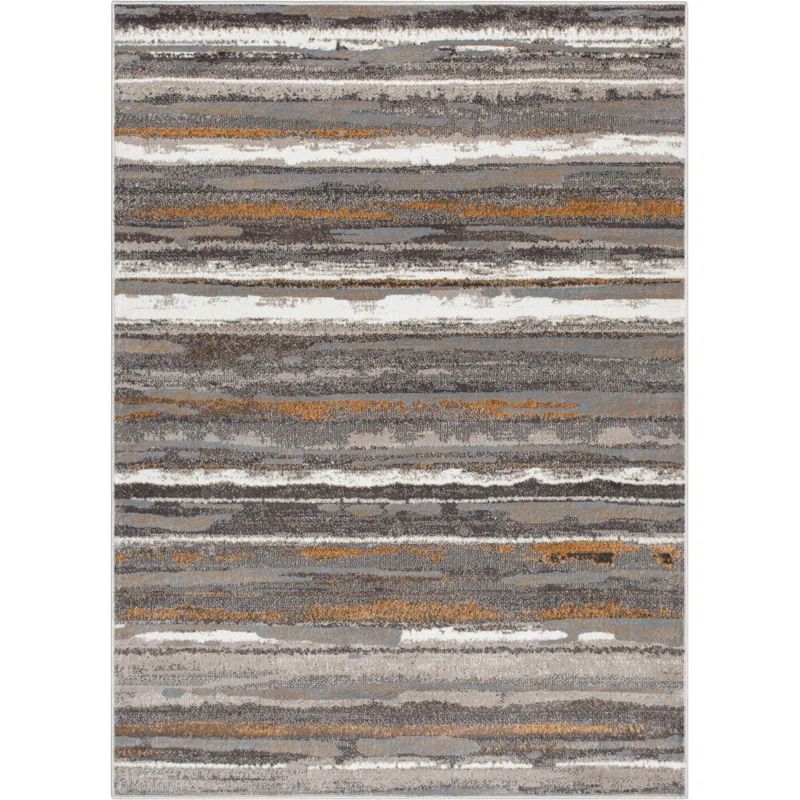 Gray Abstract Reversible 5' x 7' Stain-Resistant Area Rug