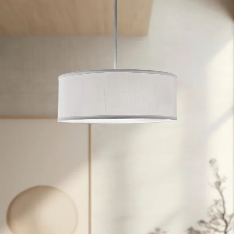 Nevaeh White Nickel 3-Light Island Drum Pendant