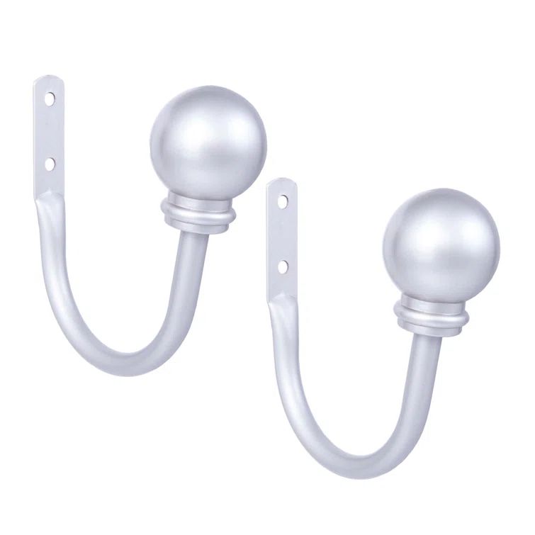 Satin Nickel Metal Decorative Ball Curtain Holdback Set