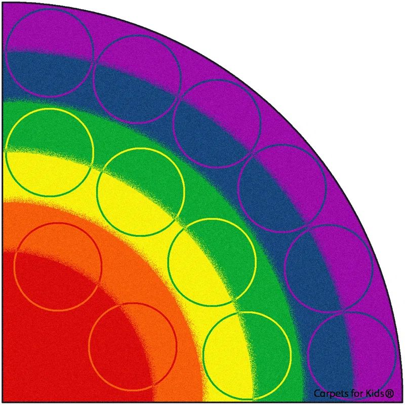 Semi-Circle Rainbow Kids' Stain-Resistant Synthetic Rug