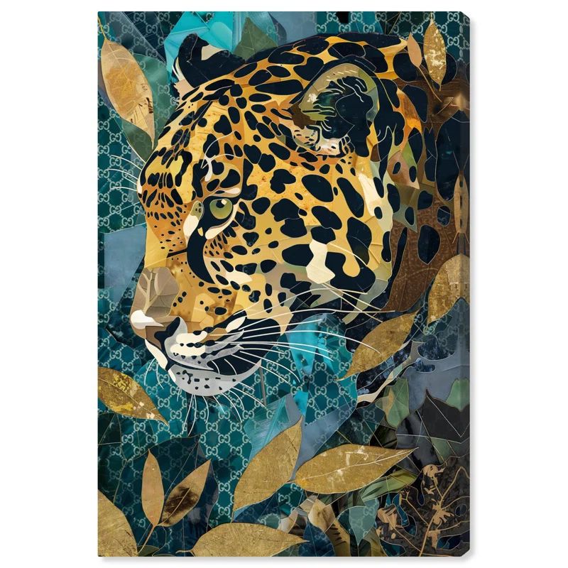Miami Inspired Cheetah Canvas Art Print with Gold Accents
