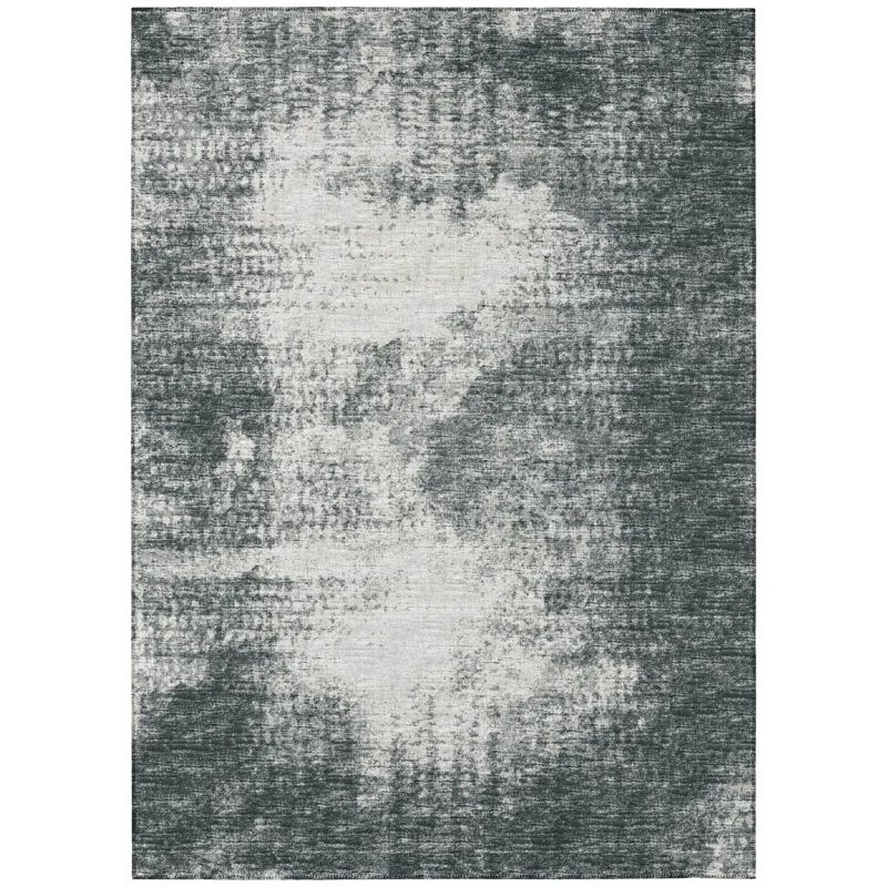 Black and Gray Flat Woven Chenille 9' x 12' Area Rug
