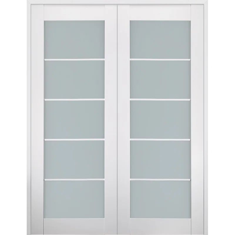 Smart Pro 55.5" x 79.38" Polar White Frosted Glass Composite French Door