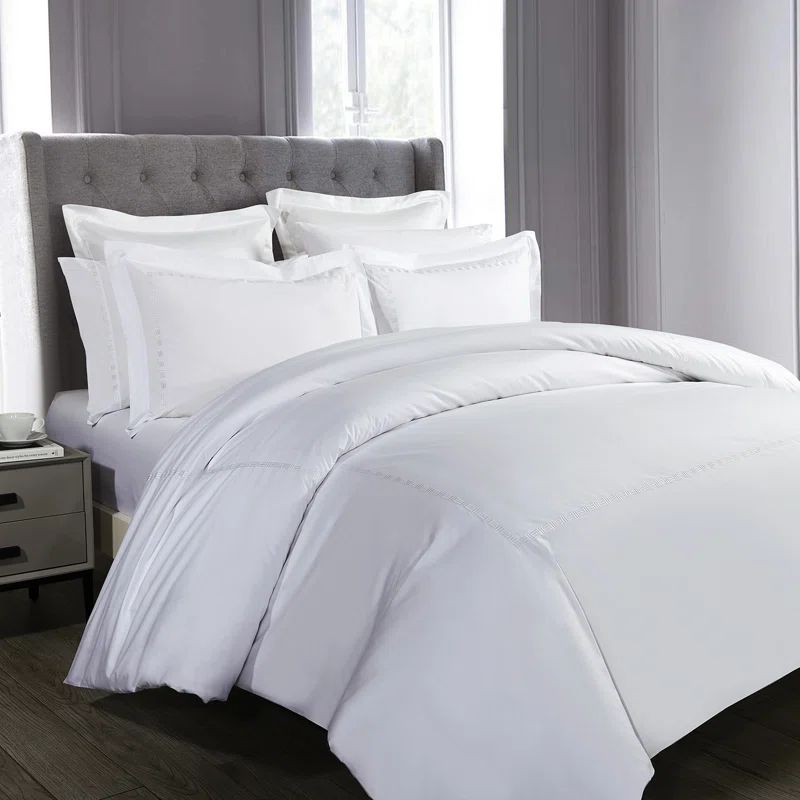 Hotel Grand Luxe Twin White Tencel-Cotton Blend Duvet Cover Set