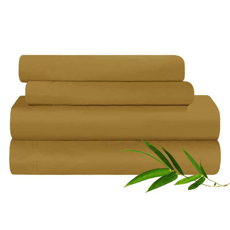 Gold Twin Organic Cotton Bamboo Deep Pocket Sheet Set