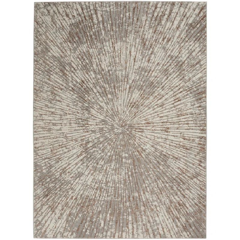 Gray and Gold Abstract 8' x 10' Synthetic Area Rug