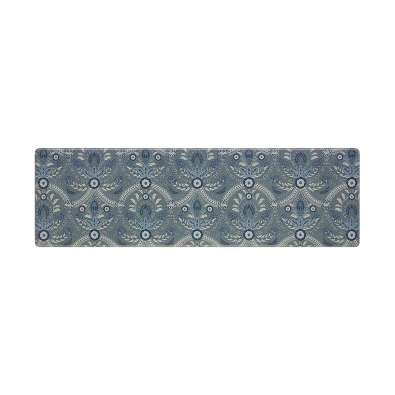 Blue Damask PVC Anti-Fatigue Wellness Mat