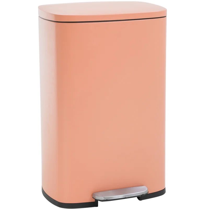 13 Gallon Pink Stainless Steel Pedal Trash Can with Removable Bucket