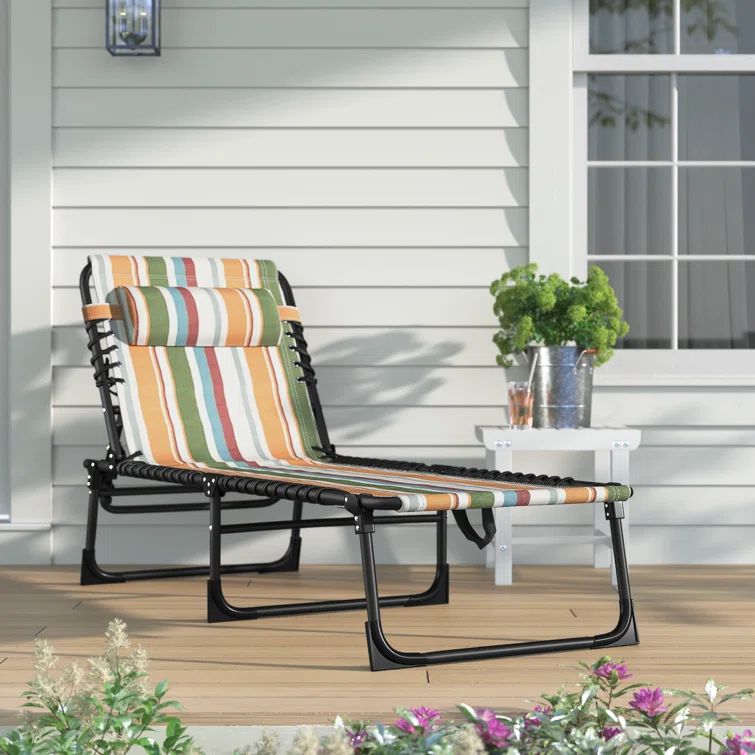 Colorful Steel Armless Outdoor Chaise Lounge with Cushions