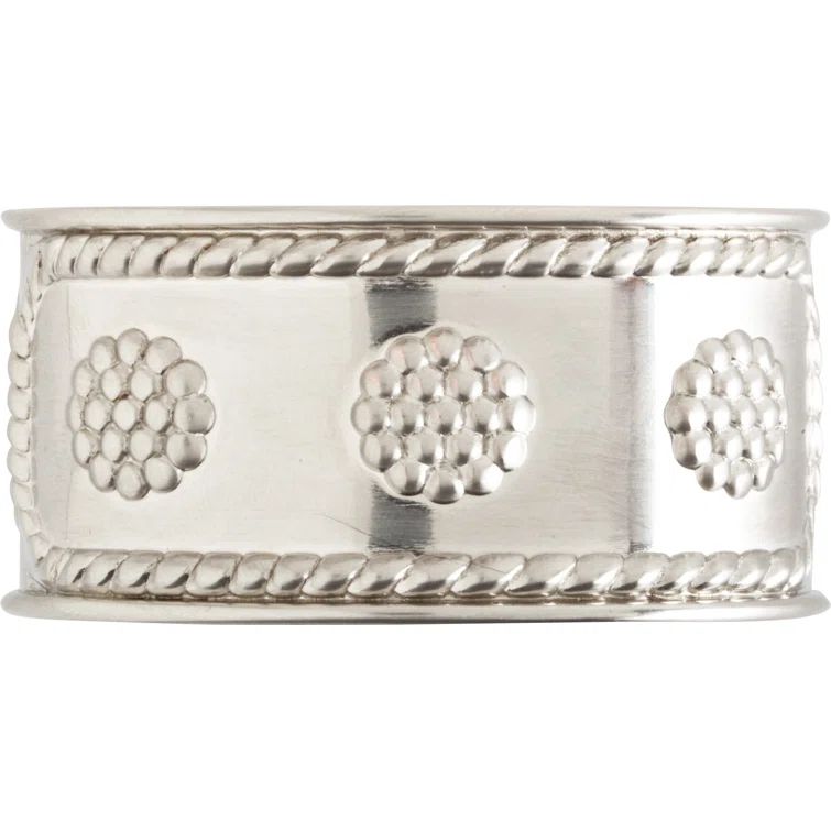 Luminous Silver Floral Motif Textured Napkin Rings