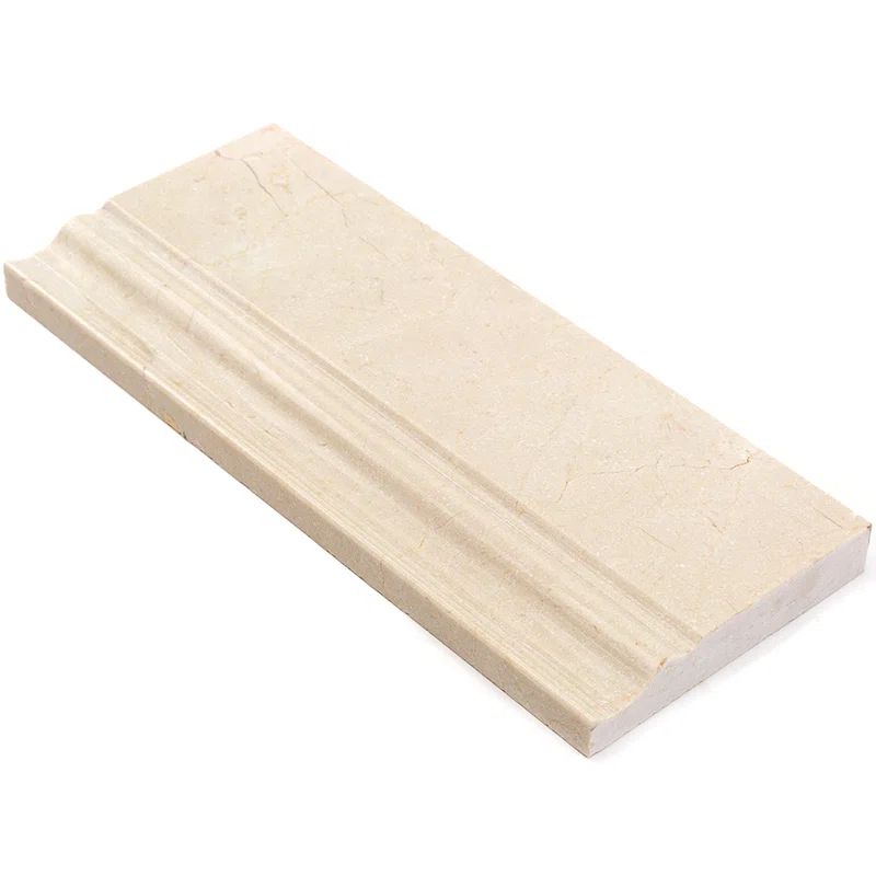 Crema Marfil Polished Marble Bullnose Tile Trim 4.75'' x 12''