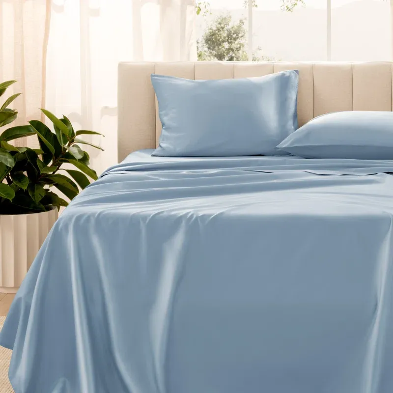 Dusty Blue Organic Cotton Full Bed Sheet Set