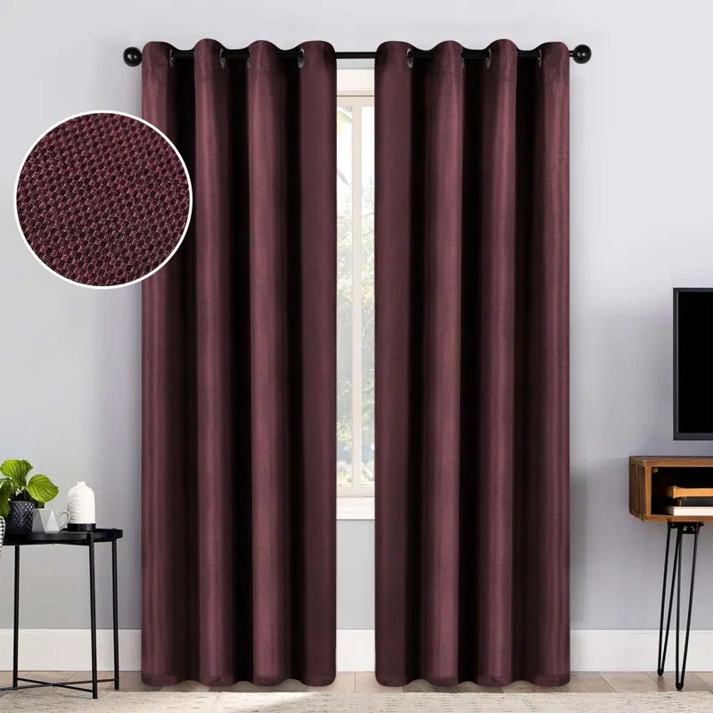 Mulberry Polyester Blackout Grommet Window Panel Pair 52" x 63"
