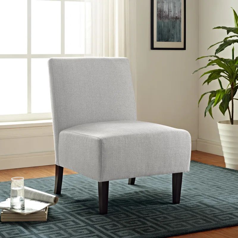 Cream Faux Leather Slipper Chair with Manufactured Wood Legs