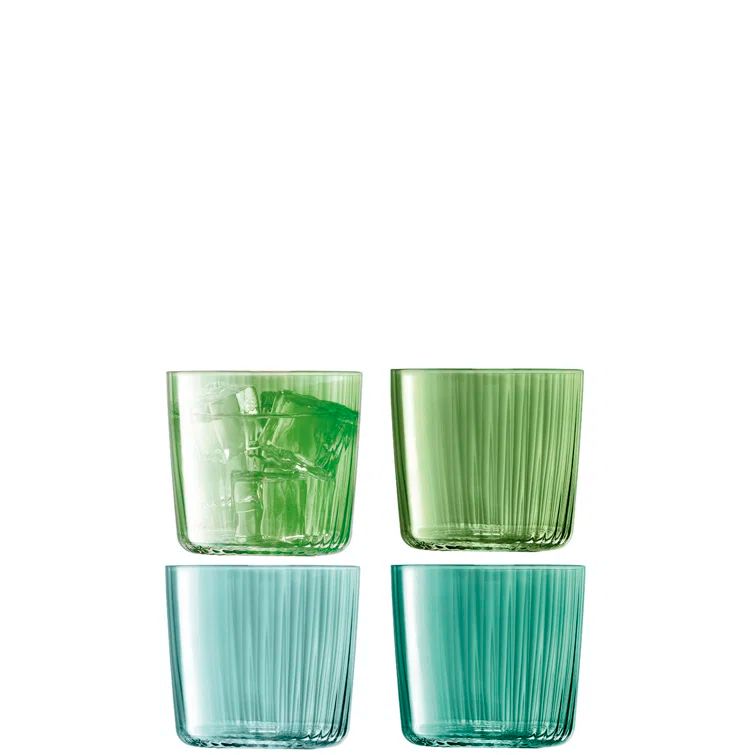 Jade Green Hand-Painted Glass Tumblers, Set of 4, 10oz
