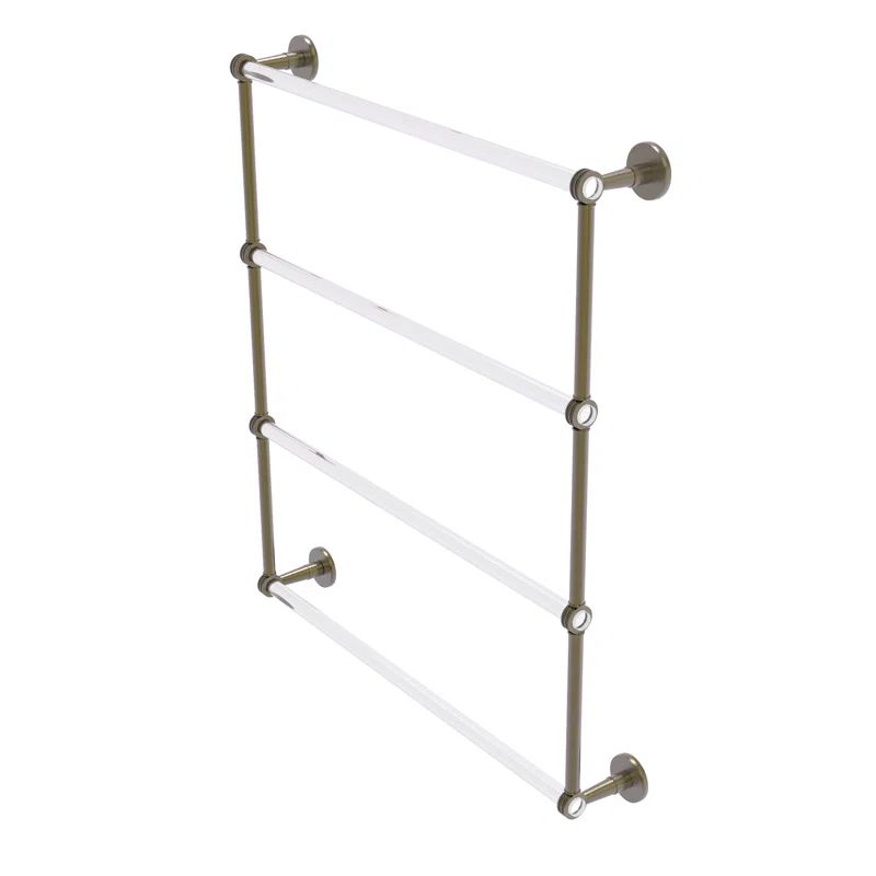 Antique Brass and Clear Acrylic 4-Tier Wall Towel Bar