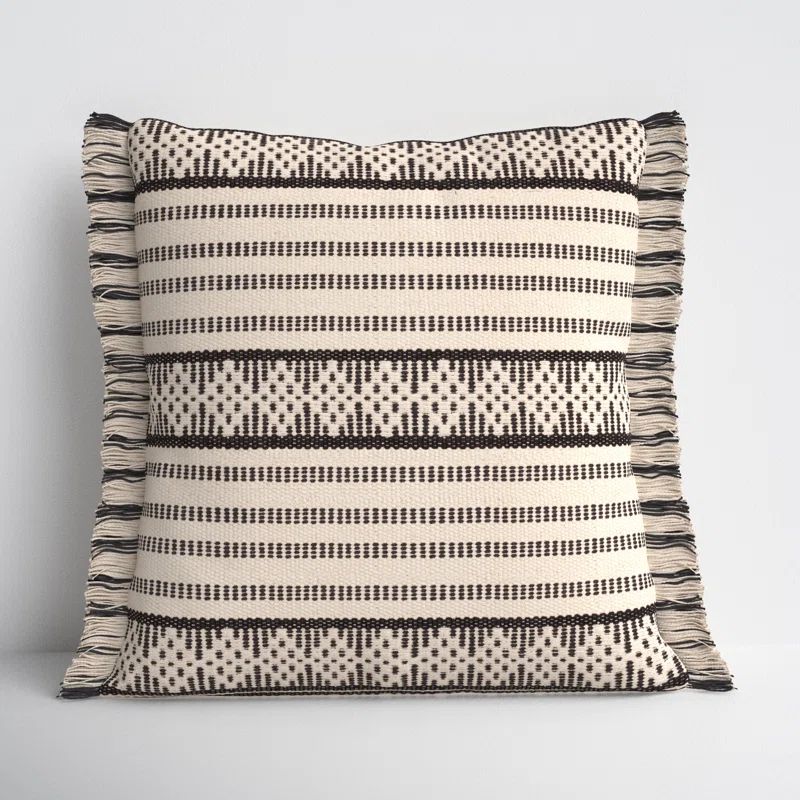 Jasna 18" Square Beige and Black Kids Pillow with Polyester Insert