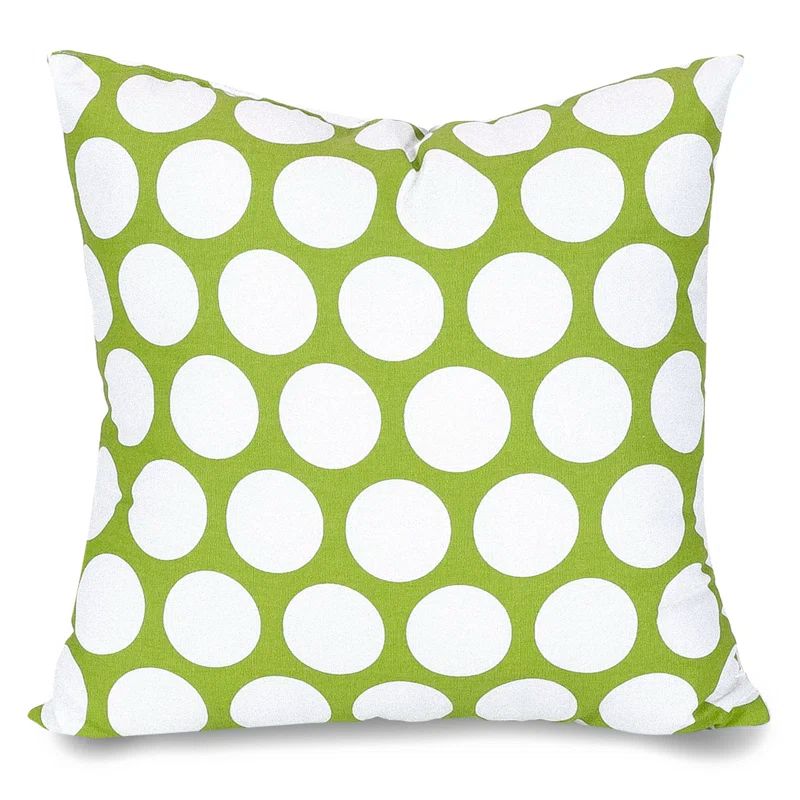 Hot Green and White Polka Dot Square Throw Pillow
