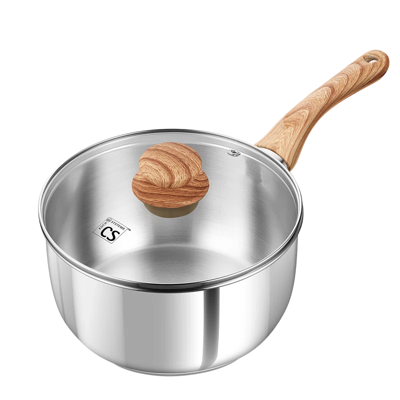 2 qt. Stainless Steel Non-Stick Saucepan with Wood Handle
