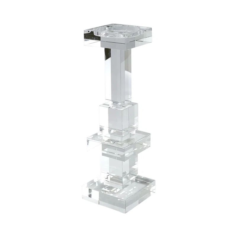 Elegant 18.25'' Polished Crystal Pillar Candle Holder