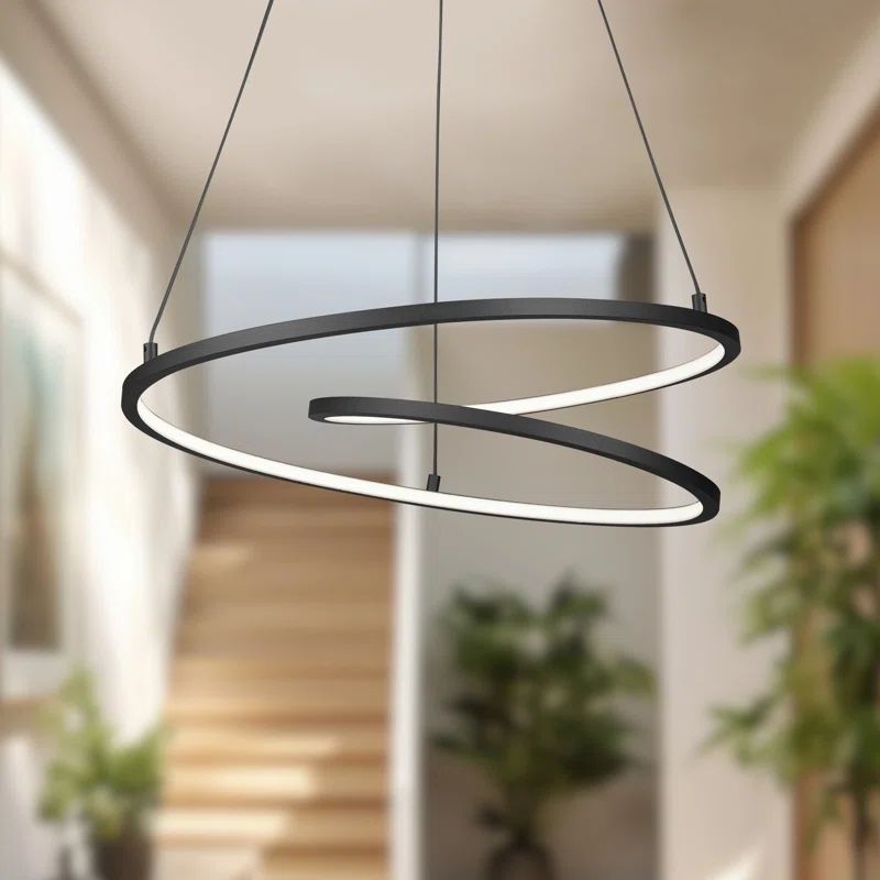 Twist Black Aluminum 19" LED Pendant with Flexible Diffuser