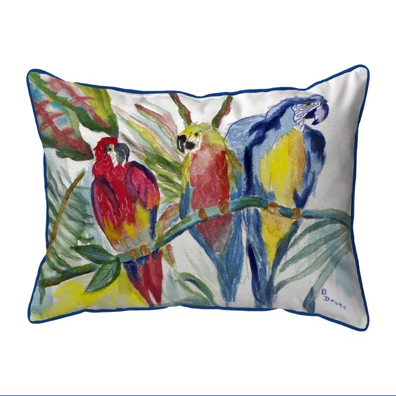 Large Multicolor Polyester Parrot Indoor/Outdoor Pillow