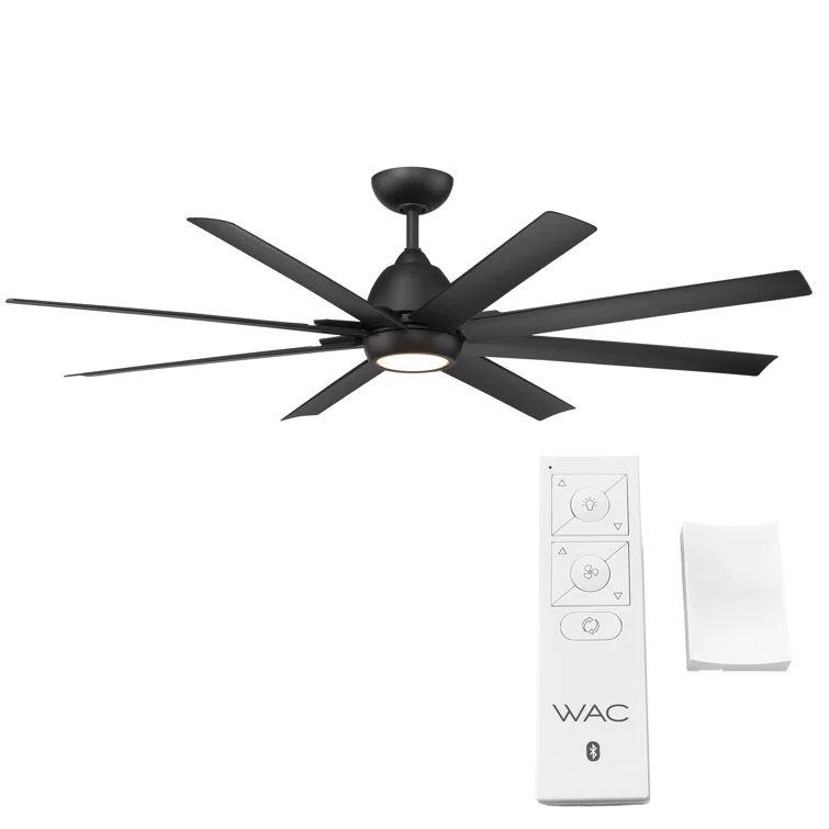 66" Matte Black Smart Ceiling Fan with LED Light and Remote Control