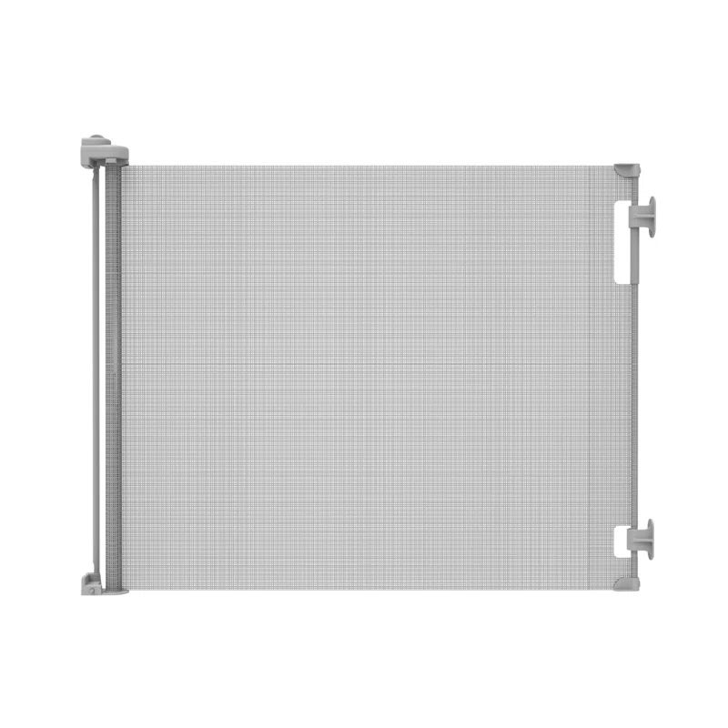 Gray Retractable Baby and Pet Gate with Mesh Fabric