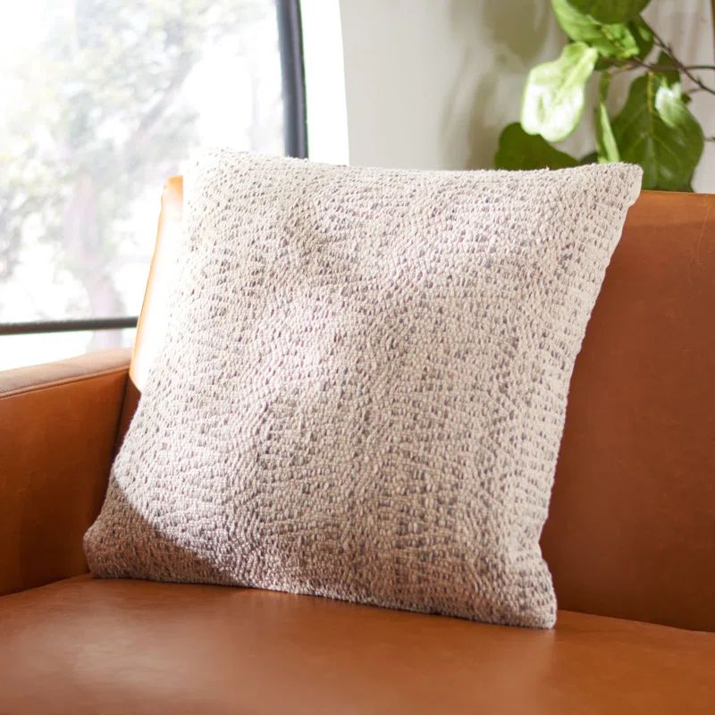 Parvati Silver Cotton 18-inch Square Throw Pillow