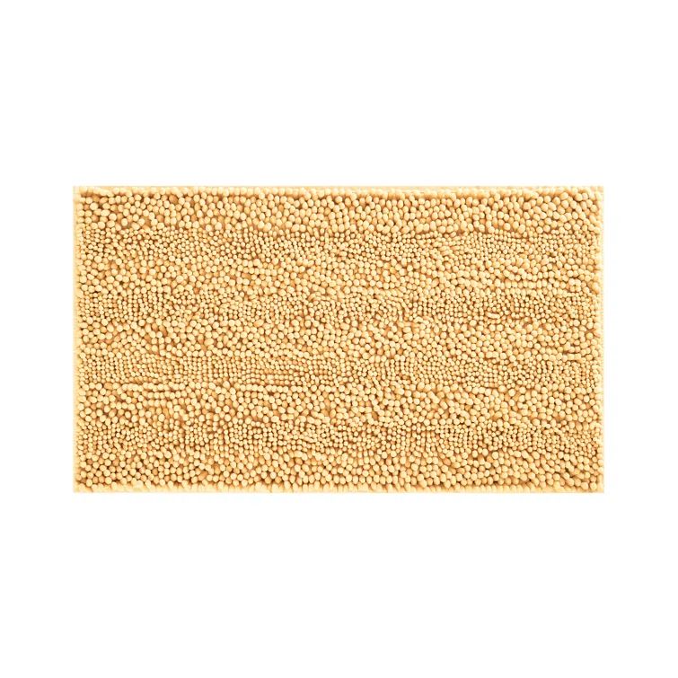 Elegant White Chenille 17" x 24" Non-Slip Bath Mat with Rubber Backing