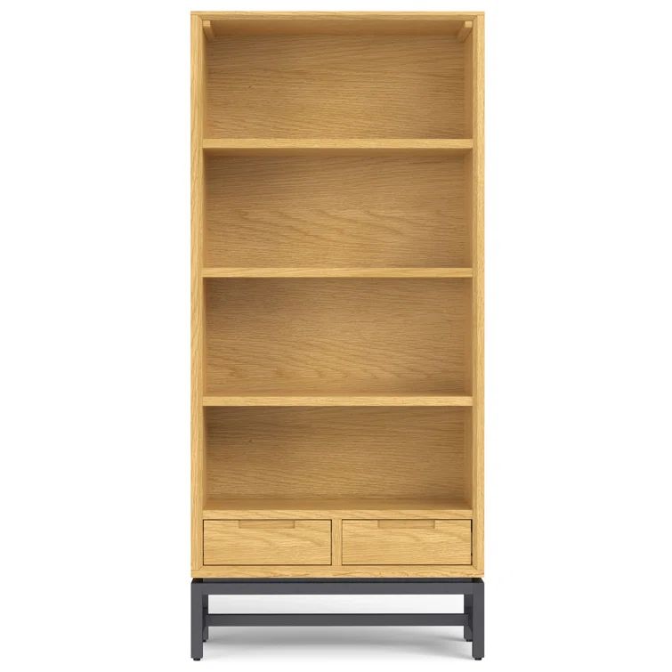 Banting Oak Wood and Metal Adjustable Bookcase with Drawers