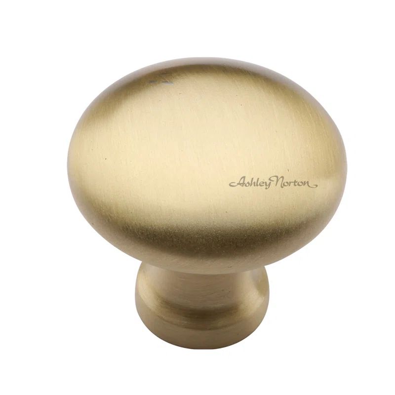 Satin Brass Round Mushroom Knob with Mounting Hardware