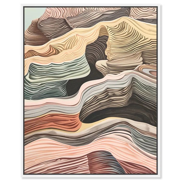 Abstract Multicolor Canvas Wall Art with White Frame