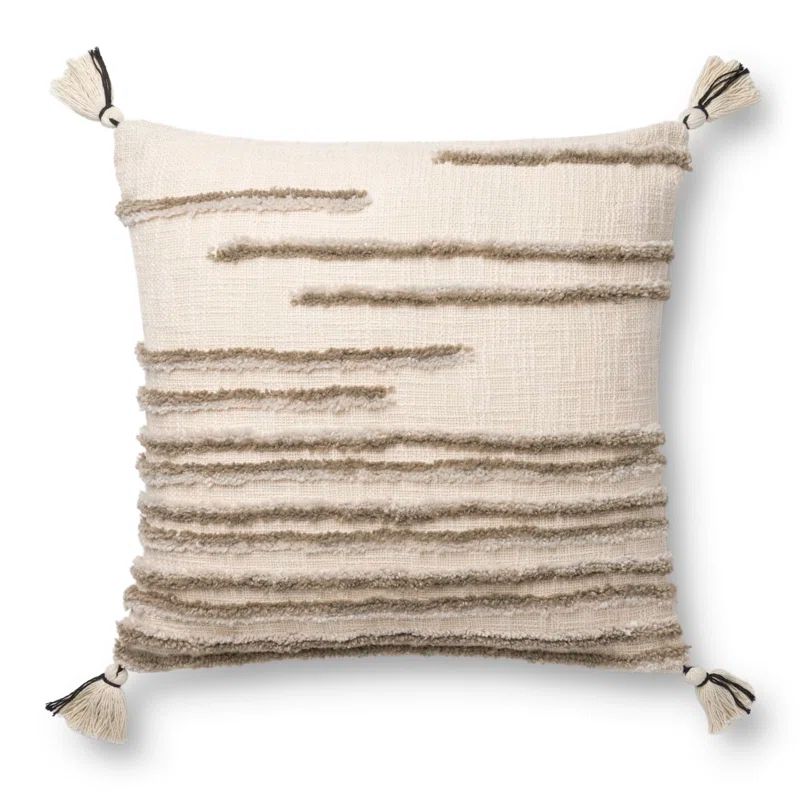Natural Beige Embroidered Square Floor Pillow Set