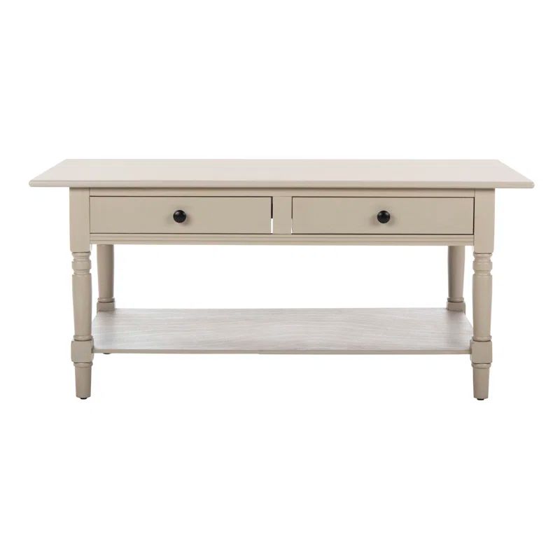 Vintage Gray Rectangular Wood Coffee Table with Storage