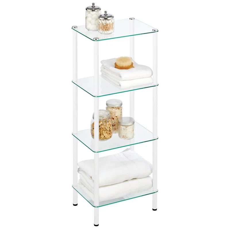 Matte White Wire 4-Tier Floor Mount Bookshelf for Compact Spaces