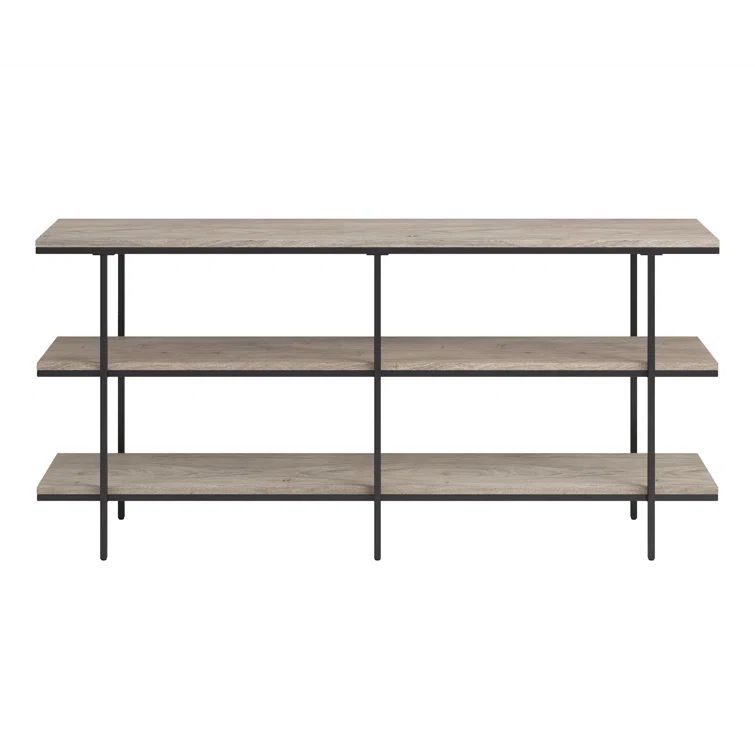 Harper Industrial Modern Console Table with Storage in Antiqued Gray Oak